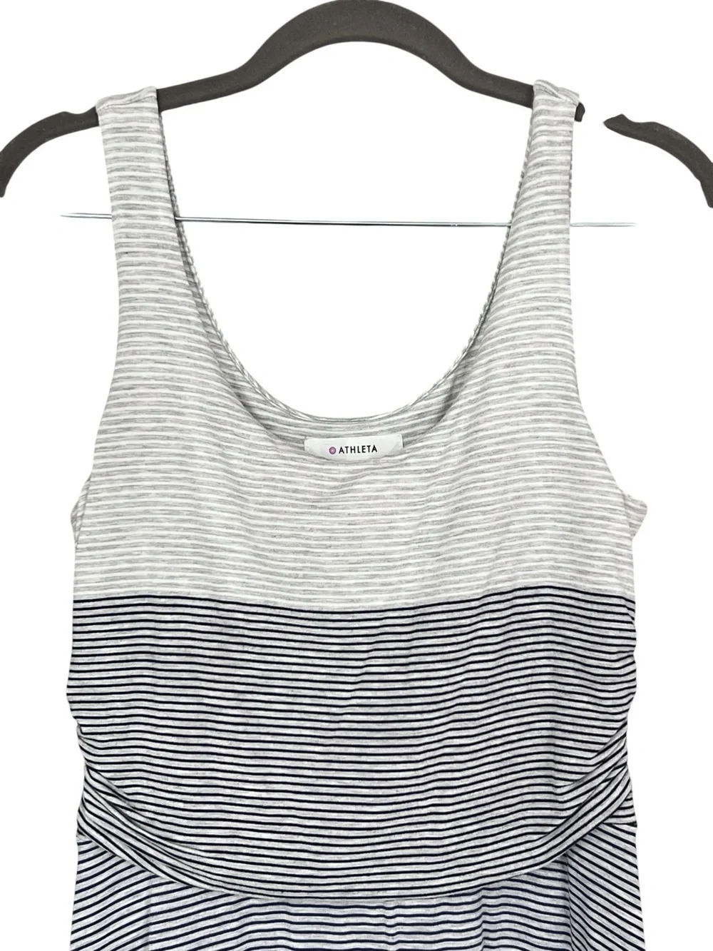 Athleta Santa Maria Sleeveless Dress Gray Striped Size Small - Picture 2 of 11
